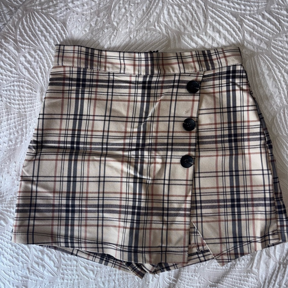 Altar'd State Plaid Skort with Button Detail